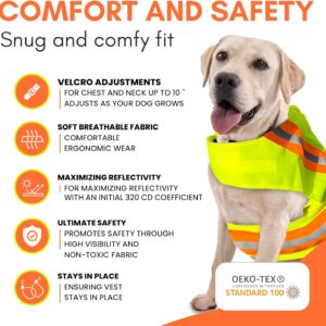 Reflective Dog Vest: Hi-Visibility Safety Gear for Outdoors. Safeguard Your Dog with Easy to wear Adjustable Reflective Vest Jacket (Large)