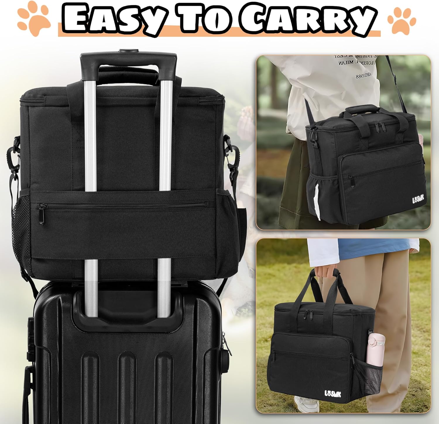 Dog Travel Bag, Airline Approved Tote Organizer, Travel Dog Backpack with Multi-Function Pockets for Dog Stuff & Pet Supplies Travel Essentials,Black with Bowl(BLUE&GREEN) - Image 5