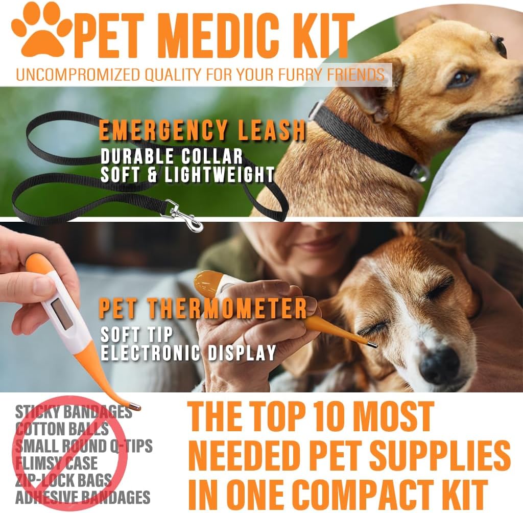EVERLIT Pet Medic First Aid Kit | 95 Pcs Vet-Approved Medical, Outdoor & Emergency Supplies for Dogs, Cats, Animal Care | Travel-Friendly Compact Bag for Home, Car and Travel (Raven Black) - Image 7