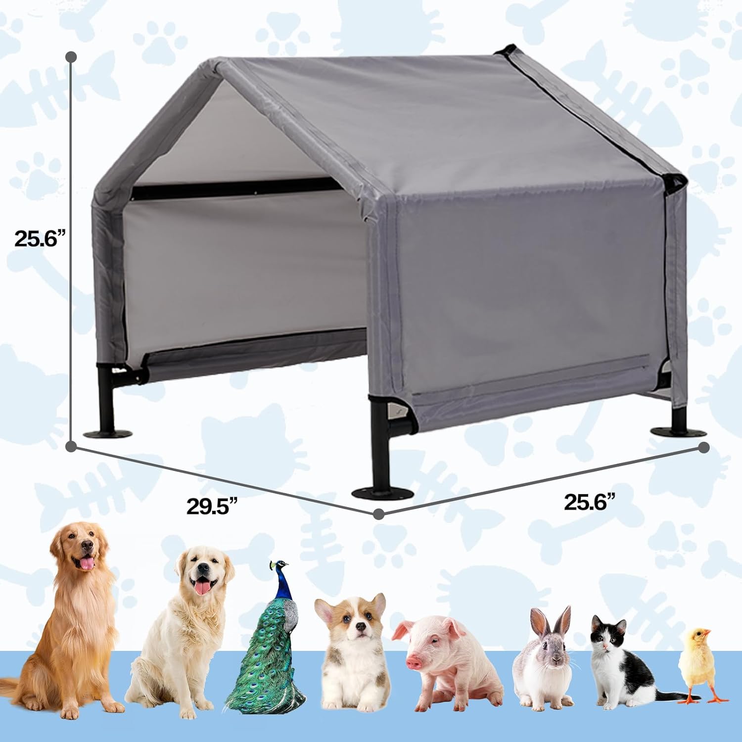 Dog Shade Shelter Outdoor Tent for Small Medium Dogs, Waterproof Sun Protection Pet House for Dogs, Small Animals and Livestock, Pet Canopy with Door and Ground Nails, 29.5 * 25.6 inches - Image 3