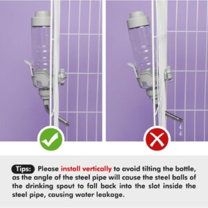 Vannon Dog Water Dispenser for Cage, 34oz Auto Feeding Crate Water Bottle for Dogs, Cats & Rabbits, Pet Nozzle Diameter: 12mm, BPA Free, Grey