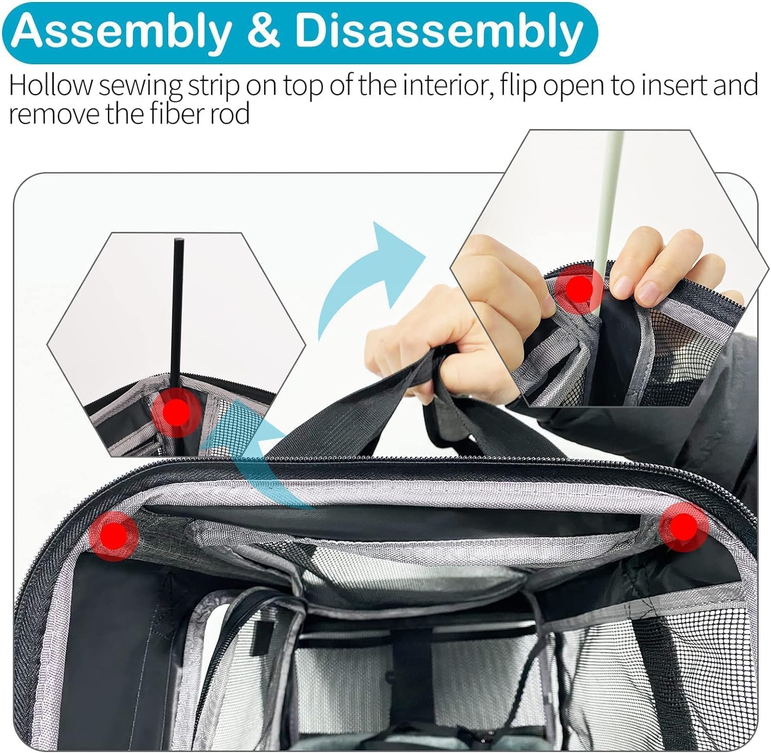 Airline Approved Pet Carrier, Collapsible Cat Carrier, Expandable Dog Carrier, 900D High Density Oxford Cloth, Wear-Resisting, Anti Tearing, Safety Lock Zipper, Reflective Tape - Image 6