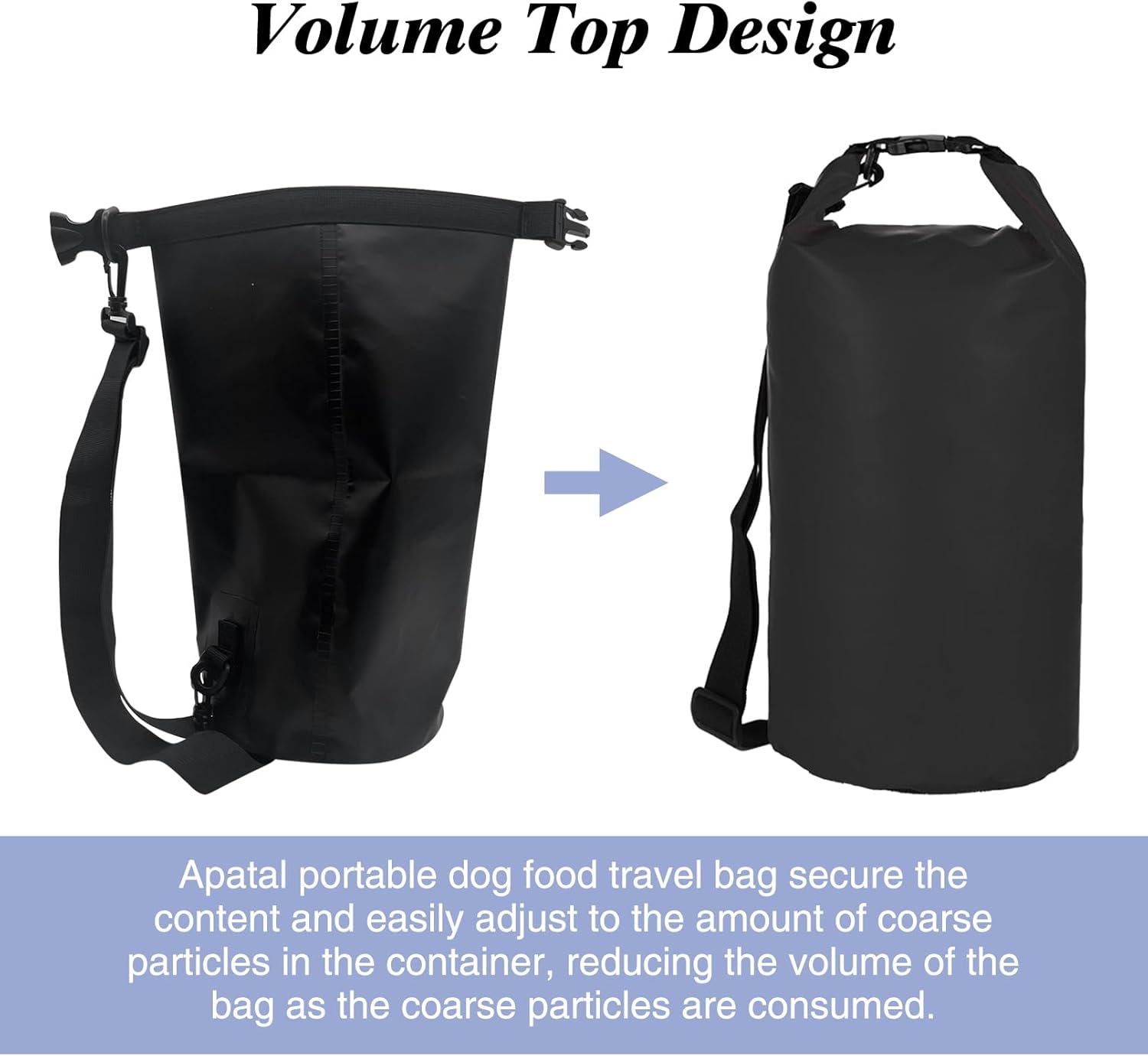 Large Pet Travel Bag - 15L Waterproof Portable Food Storage with Shoulder Strap for Camping Hiking - Black - Image 6