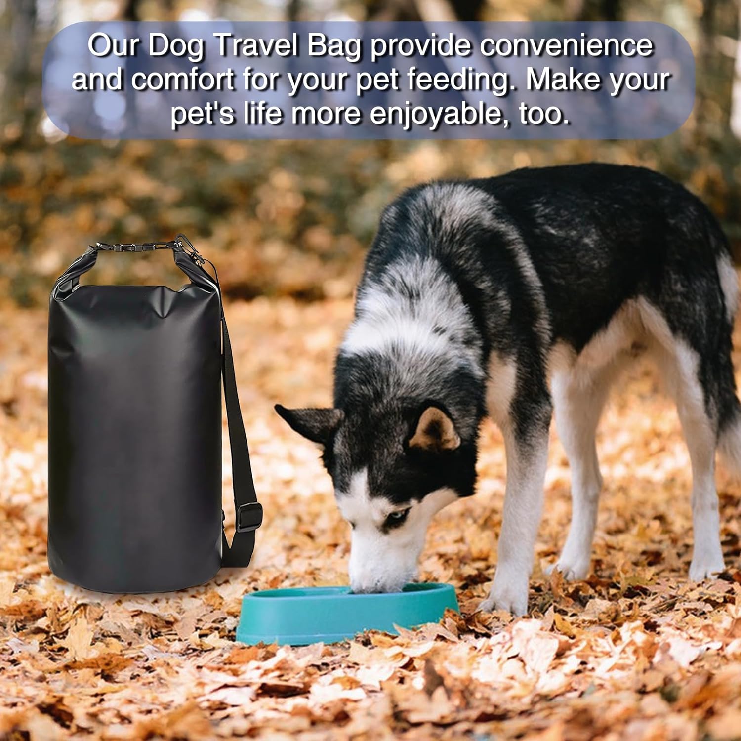 Large Pet Travel Bag - 15L Waterproof Portable Food Storage with Shoulder Strap for Camping Hiking - Black - Image 8