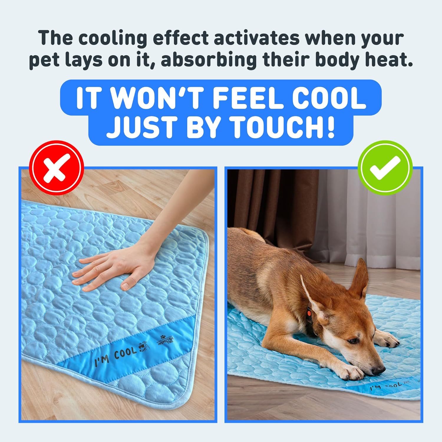 INSPECTOR TAIL Self Cooling Mat for Dog + Free String Bag/Washable & Portable Pet Soft Pad for Indoor or Outdoor/Perfect as Blanket for Kennel Sofa Bed Floor Car/Blue - Image 5