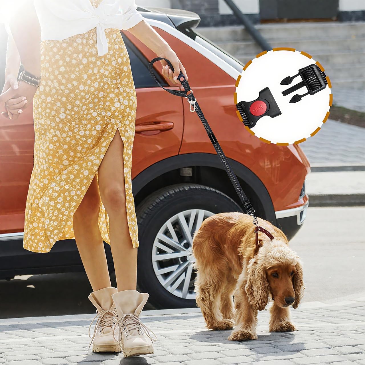 Dog Car Seat Belt - Adjustable Pet Safety Harness, Crash Tested Vehicle Restraint for Small Medium Large Dogs, Vehicle Seatbelt Clip & Tangle-Free Design for Safe Travel (Blue+Black) - Image 4