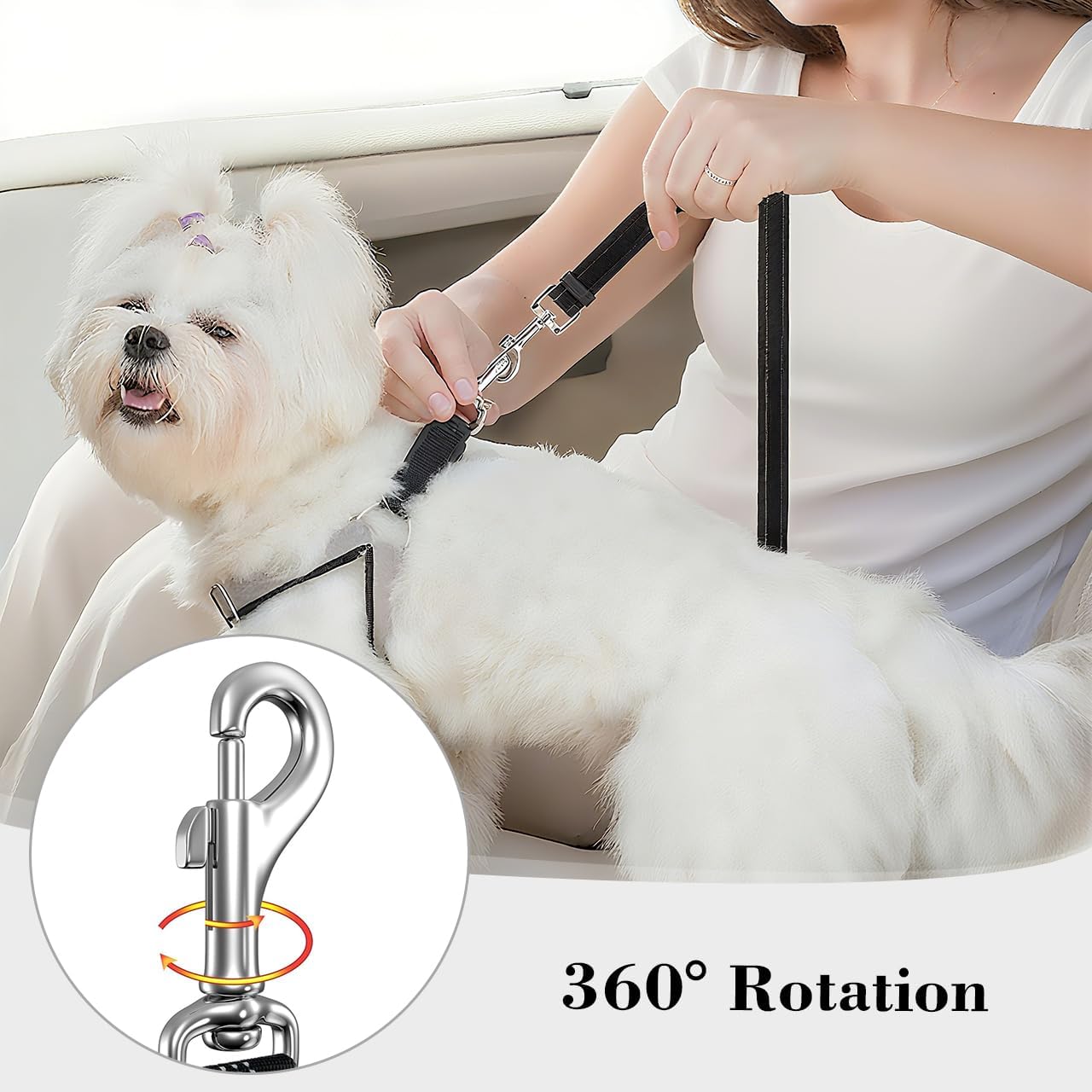 Dog Car Seat Belt - Adjustable Pet Safety Harness, Crash Tested Vehicle Restraint for Small Medium Large Dogs, Vehicle Seatbelt Clip & Tangle-Free Design for Safe Travel (Blue+Black) - Image 6