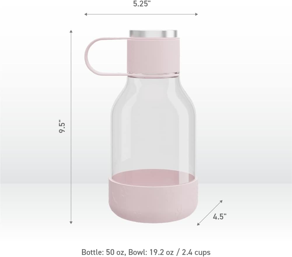 Asobu Buddy Bottle a Stainless Steel Insulated Water Bottle for with Removable Dog Water Bowl and Dog Food and Treat Storage Bowl (Pink, Tritan 50 oz Water Bottle with Bowl) - Image 5