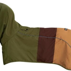 Spark Paws Dog Raincoat, Waterproof Windproof Rain Jacket, for Small Medium Large Extra Large Dogs, Reflective Breathable Full-Body Coverage Dry Suit - Green Brown Tan, L
