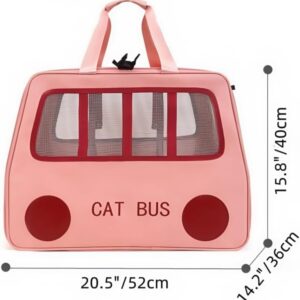 2-in-1 Rolling Cat Carrier with Divider, Soft-Sided Pet Travel Bag with Wheels and Shoulder Strap for Two Pets(Pink)