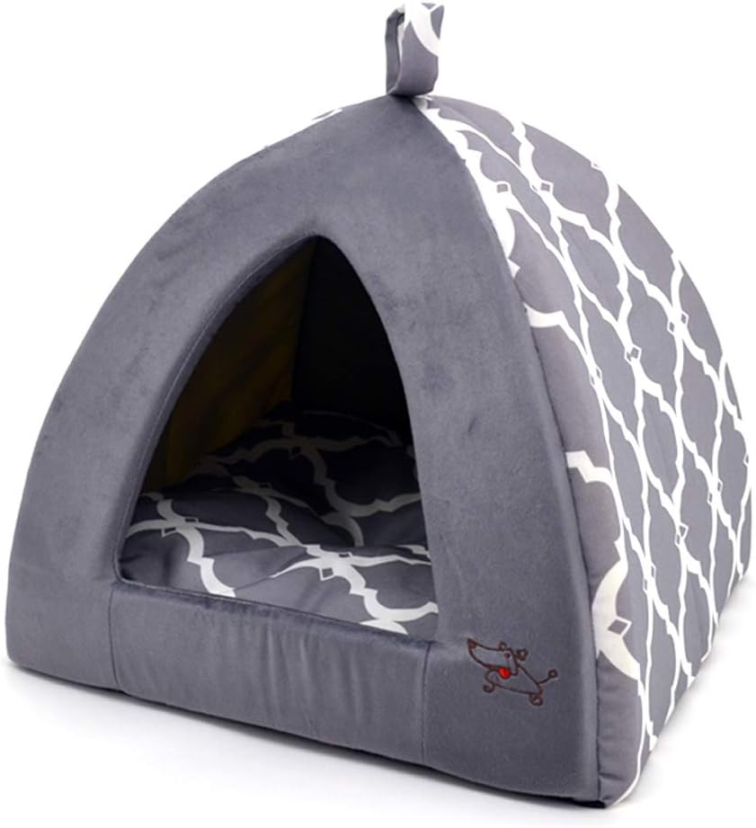 Pet Tent-Soft Bed for Dog and Cat by Best Pet Supplies - Gray Lattice, 16" x 16" x H:14" - Image 2