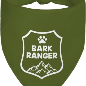 Bark Ranger Green Dog Bandana, Funny Puppy Scarf Photo Prop for Outdoor Adventure Hiking Camping Mountain, Funny Spring Summer Puppy Bandana for Pet Lover, Gifts for Ranger, Dog Scouts Scarf