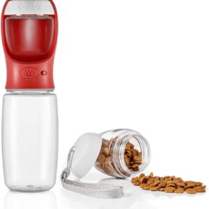 WePet Portable Dog Water Bottle with Food Container, 19 OZ + 6 OZ, Leak Proof Puppy Water Dispenser with Drinking Feeder for Pets Outdoor Walking, Hiking, Travel, Food Grade Plastic