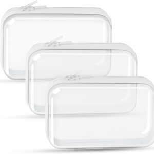 DARENYI 3Pcs Clear Hard Shell Zipper Case, Waterproof Storage Zipper Pouches Cosmetic Bags Pencil Case Toiletry Pouch Portable Travel Organizer Bins for Makeup Tools, Toy Storage, 7.48x3.93x2.36 in