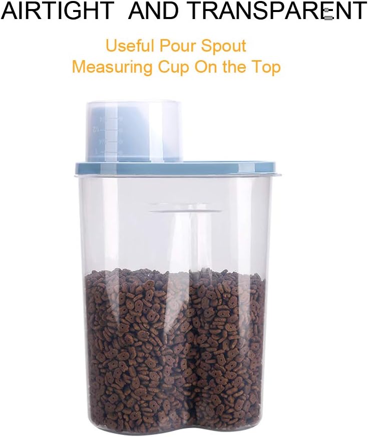 GreenJoy 2 Pack 2lb/2.5L Pet Food Storage Container with Measuring Cup, Can Covers and Bowl for Small Dog, Cat, Waterproof-BPA Free - Image 2