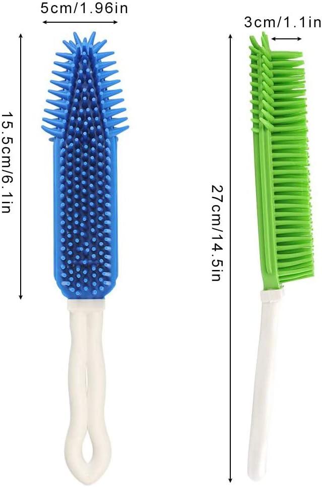 LandHope 2 Pack Pet Hair Removal Tool Pet Hair Remover Rubber Cat Hair Remover Portable for Carpet Clothes Furniture Sofa Leather Car Seat Bath with Massage Effect (Green + Blue) - Image 7
