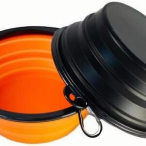 H-JY Large Collapsible Dog Travel Bowls,34oz 2Pack, Orange/Black/Yellow/Purple (Black&Orange)