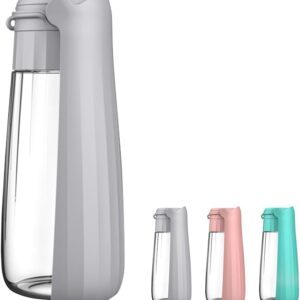 Dog Water Bottle Portable for Walking Pet Travel 19 OZ Leak proof Water Bottle Bowl with Drinking Feeder Cat Puppy Water Dispenser for Hiking Camping Grey