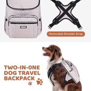 BAGLHER Travel Dog Backpack – Detachable Travel Dog Food Container for Pet Supplies Dog Gear Backpack,Dog Bag for Traveling with 2 Silicone Collapsible Bowls and 2 Food Baskets
