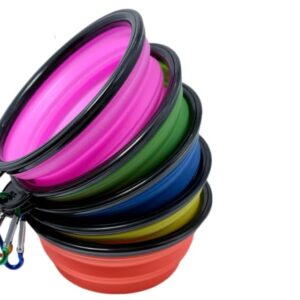 Dog Bowl Pet Collapsible Bowls, 5 Pack Collapsible Dog Water Bowls for Cats Dogs, Portable Pet Feeding Watering Dish for Walking,Traveling with 5 Carabiners