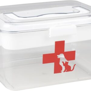 2 Layers Dog First Aid Kit box,Large First Aid Kit Bin,Medic Box for Dog Cat,Empty First Aid Box,Medicine Organizer with Built in Handle,Family or Dog Travel Camping Emergency Tool Set