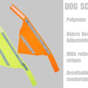 2 Pack Reflective Dog Bandana for Night Safety - High Visibility Adjustable Dog Scarf in Orange/Yellow, Fits Small Medium Large Dogs(Small)