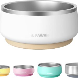 Pawaii Dog Food and Water Bowl with Non – Slip Rubber Base, Meta...