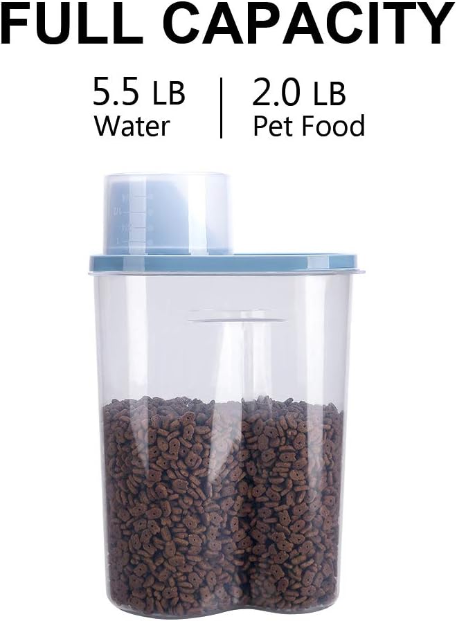 GreenJoy 2 Pack 2lb/2.5L Pet Food Storage Container with Measuring Cup, Can Covers and Bowl for Small Dog, Cat, Waterproof-BPA Free - Image 4