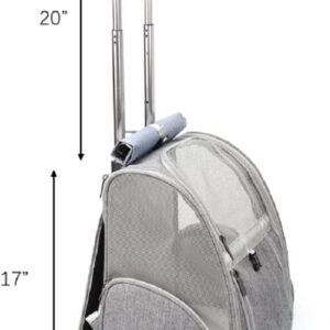 Lollimeow Pet Rolling Carrier, Dog Backpack with Wheels,Cats,Puppies Travel Bag with Wheels,Dog Trolley(Grey)