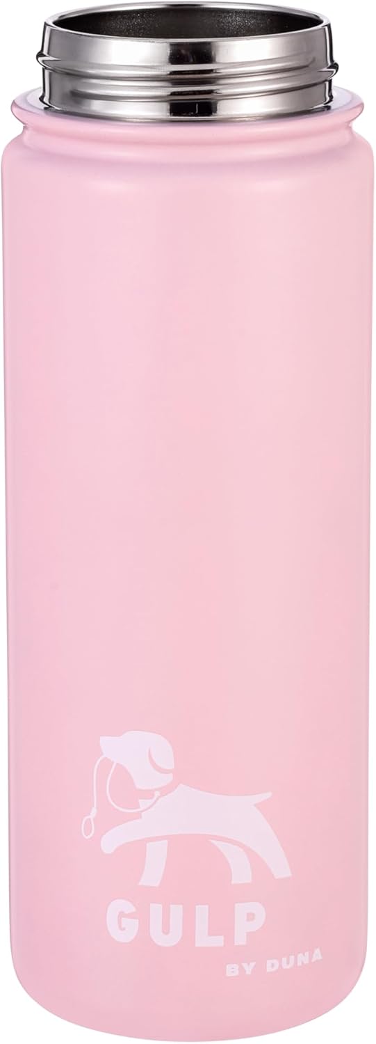 Gulp by Duna 18oz Insulated Stainless Steel | Travel Dog Water Bottle with Paw-Shaped Bowl, Leakproof | Portable with Carry Strap for Outdoor Walking, Hiking & Pet Hydration On-The-Go | Pink - Image 8