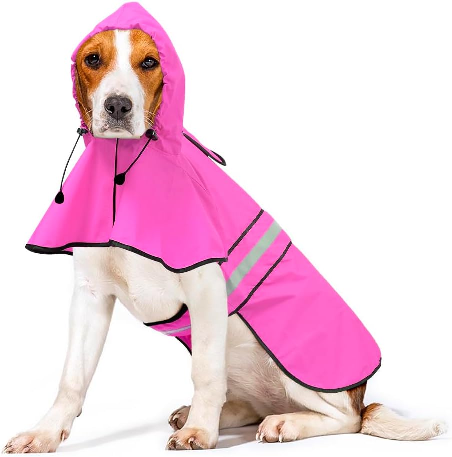 Reflective Puppy Raincoat - Waterproof Adjustable Pet Hooded Slicker Poncho Raincoats Jacket, Lightweight Dog Rain Coat(Pink, Small) - Image 6
