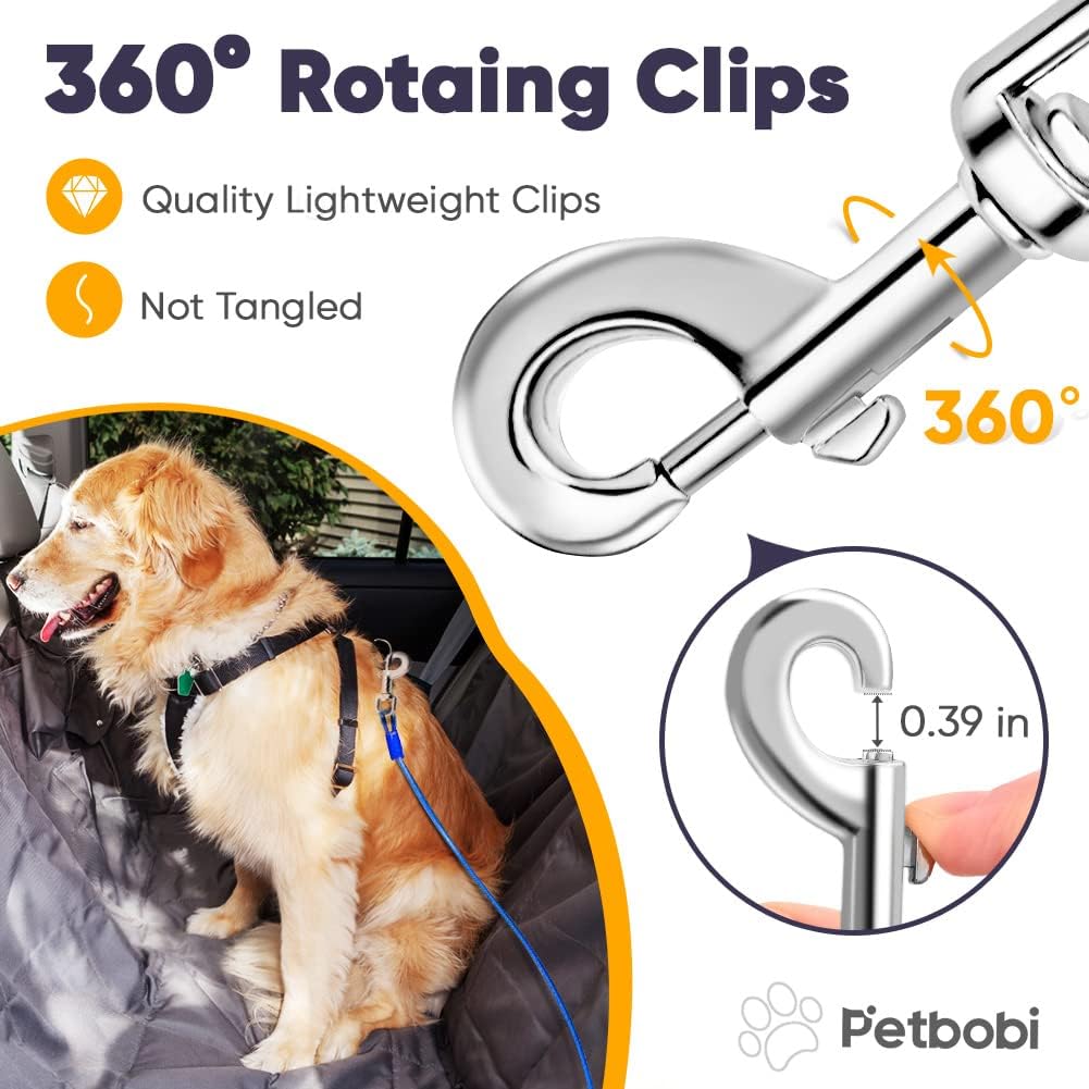 Petbobi Dog Seat Belt for Car - Chew Proof Durable Dog Seatbelt Tether for Small Medium Large Pets - Metal Vehicle Harness Restraint with Double Clips and Latch - Car Leash for Safety Travel - Image 4