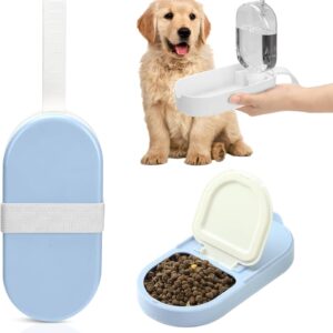 Dog Water Bottle, Portable Dog Travel Water Bottle Dispenser with Treat Container, Pet Water Bottle and Bowl 2 in 1 for Puppy Kitten Rabbit, Dog Travel Accessories for Outdoor Walking, Hiking, Camping