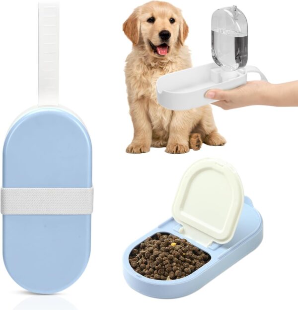 Dog Water Bottle, Portable Dog Travel Water Bottle Dispenser with Treat Container, Pet Water Bottle and Bowl 2 in 1 for Puppy Kitten Rabbit, Dog Travel Accessories for Outdoor Walking, Hiking, Camping