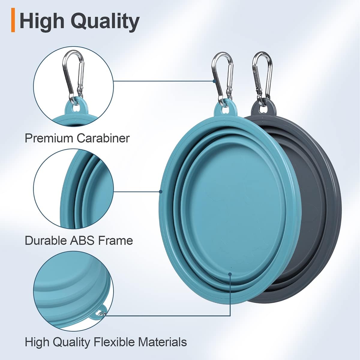 Kytely Collapsible Dog Bowls 2 Pack (650ml) - Portable Travel Pet Food & Water Bowls with Carabiner Clip, Foldable Feeding Dish for Dogs Cats, Hiking Walking Camping (Blue+Grey) - Image 4