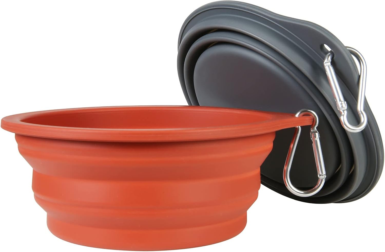 SLSON 2Pack Collapsible Dog Bowl,Integrated Molding Travel Bowl No Plastic Rim Pet Feeding Bowls for Walking Traveling Outdoors,600ML (Brown+Grey) - Image 2