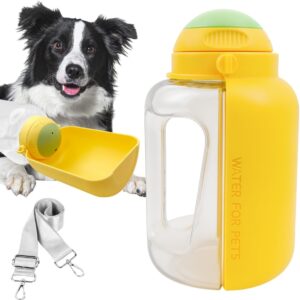 Portable Dog Water Bottle with Collapsible Bowl – Lightweight Water Dispenser for Pets - Leak-Proof, Foldable Design for Large Dogs, Perfect for Travel, Hiking & Walks (Yellow, 1000ml)