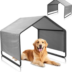 Dog Tent, Sun Protection Windproof Pet Tent for Dogs, Dog Shade Shelter, 49x49x43in Outdoor Dogs Shade Canopy Camping Tent for Pets, Cats, Livestock (Grey, 49x49x43in)