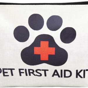 Empty Pet First Aid Kit Makeup Bag for Dog Puppy Owner Travel Medical Pill Med Bag Cavas First Aid Pouch Emergency Bag Adventure Medical Kit for Traveller Dog Person Toiletry Storage Pouch