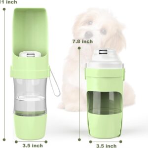 Dog Water Bottle Portable – Foldable Travel Water with Food Container, Leak Proof and Lightweight Water Bottle for Dogs,Dog Stuff Accessories Items,Lightweight & Convenient for Outdoor (Green, Small)