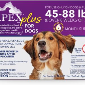 Apex Plus Flea and Tick Prevention for Dogs | Large (45-88 lbs) | 6-Month Supply | Dog Flea and Tick Treatment | 24-Hour Activation, Waterproof, 30-Day Protection