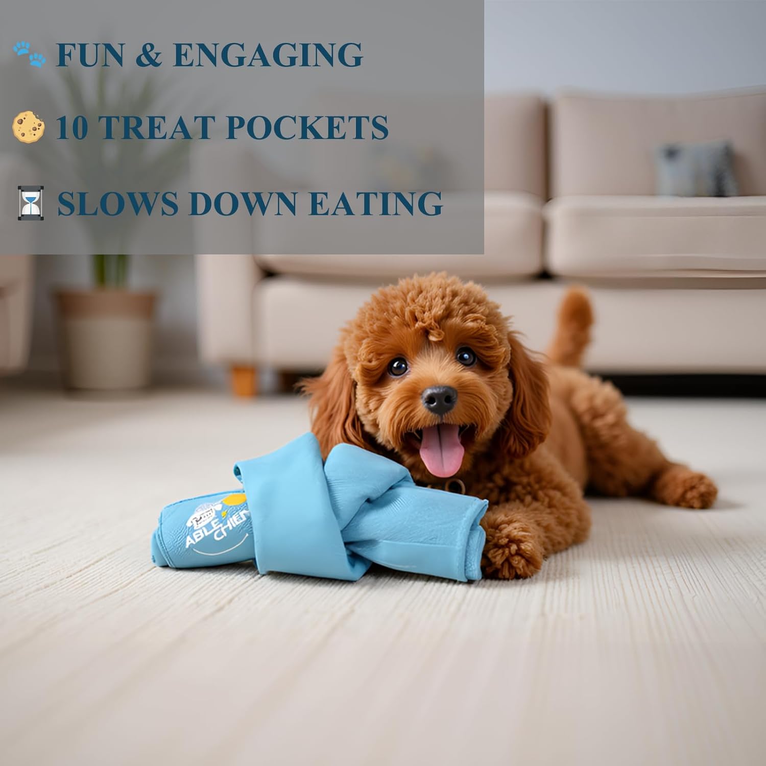 Snuffle Knot for Dogs, Interactive Dog Puzzle Toys for Small Dogs, Puppy Enrichment Toys, Encourage Natural Foraging Skills, Snuffle Ball with 10 Treat Pockets for Slow Eating - Image 3