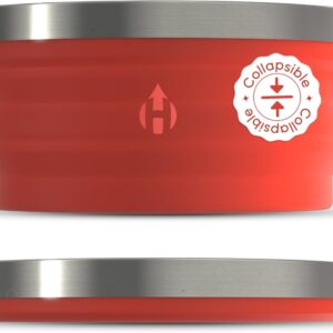 HYDAWAY Collapsible Bowl - 1 Quart (950ml) I Large Collapsible Bowls for Camping, RV, Hiking, Backpacking, Travel, Kids & Pets, Portable Dog Water Bowl, Silicone Bowls Collapse to 1-inch, Steel Rim