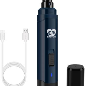 Casfuy Dog Nail Grinder Upgraded - Professional 2-Speed Electric Rechargeable Pet Nail Trimmer Painless Paws Grooming & Smoothing for Small Medium Large Dogs & Cats(Dark Blue)