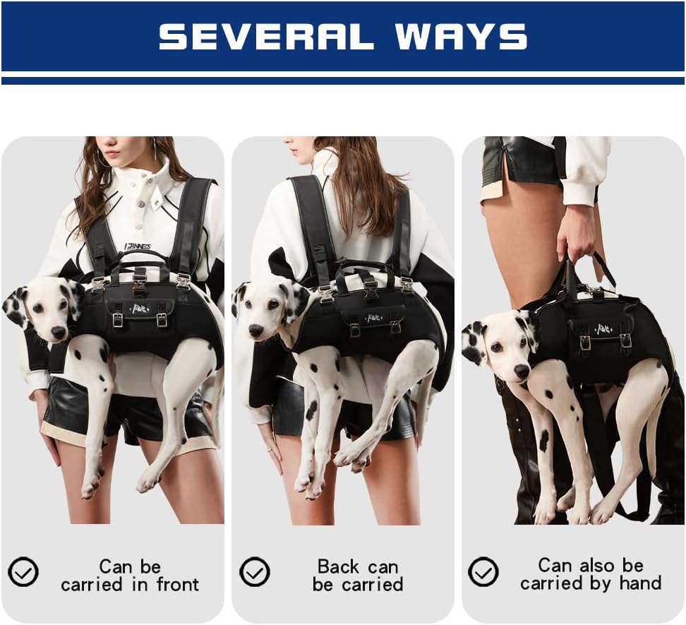Dog Backpack Carrier - Spine-Friendly for Small to Midium Dogs (8-18 lbs), Horizontal Design Dog Carrier with Adjustable Back Straps,Legs-Out Comfort for Travel/Hiking/Cycling (Black, Size M) - Image 5