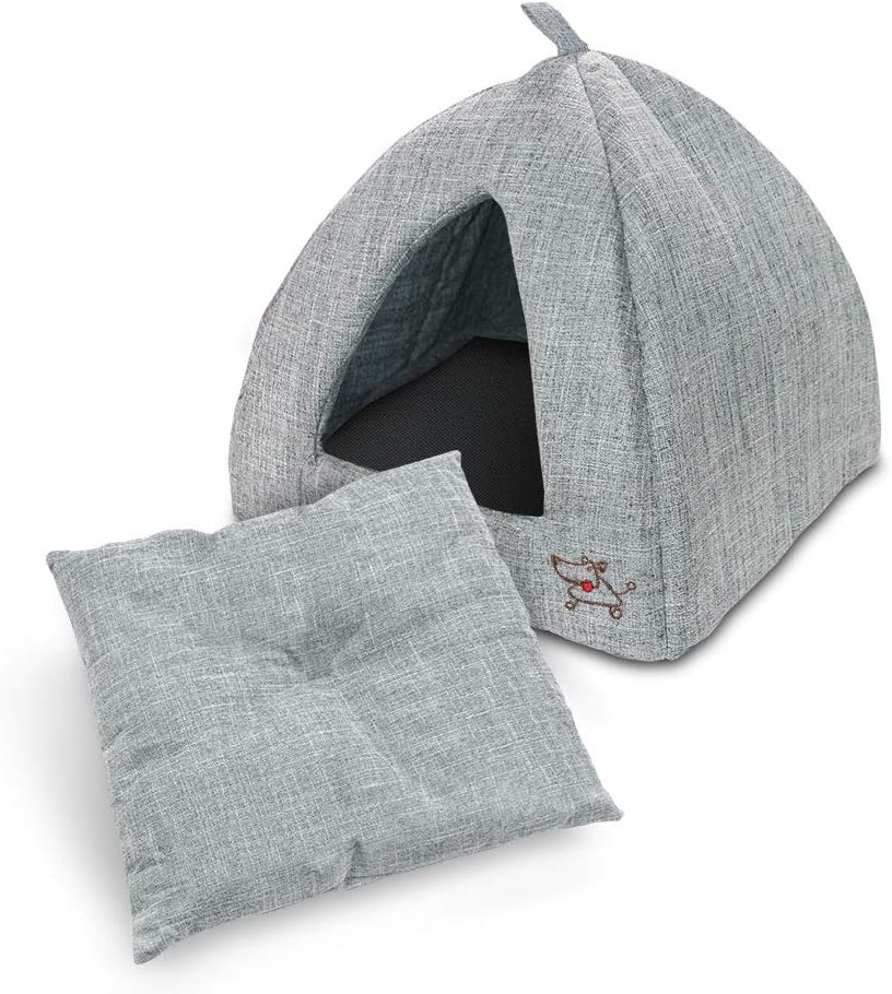 Pet Tent - Soft Bed for Dog and Cat by Best Pet Supplies - Gray Linen, 19" x 19" x H:19" - Image 2