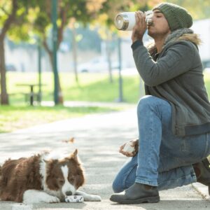 Asobu Buddy Bottle a Stainless Steel Insulated Water Bottle for with Removable Dog Water Bowl and Dog Food and Treat Storage Bowl (White, 37 oz Water Bottle with Bowl)