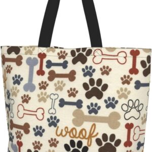 Novelty Dog Pug Large Tote Bag Casual Shoulder Bags Reusable Grocery Handbag For Women Travel Shopping