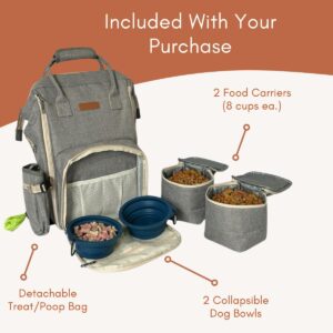 Tito’s Closet Dog Travel Bag Includes Dog Travel Accessories 2-Pack Dog Travel Bowl, 2 Dog Food Containers, Dog Treat Bag (Gray), DB2024