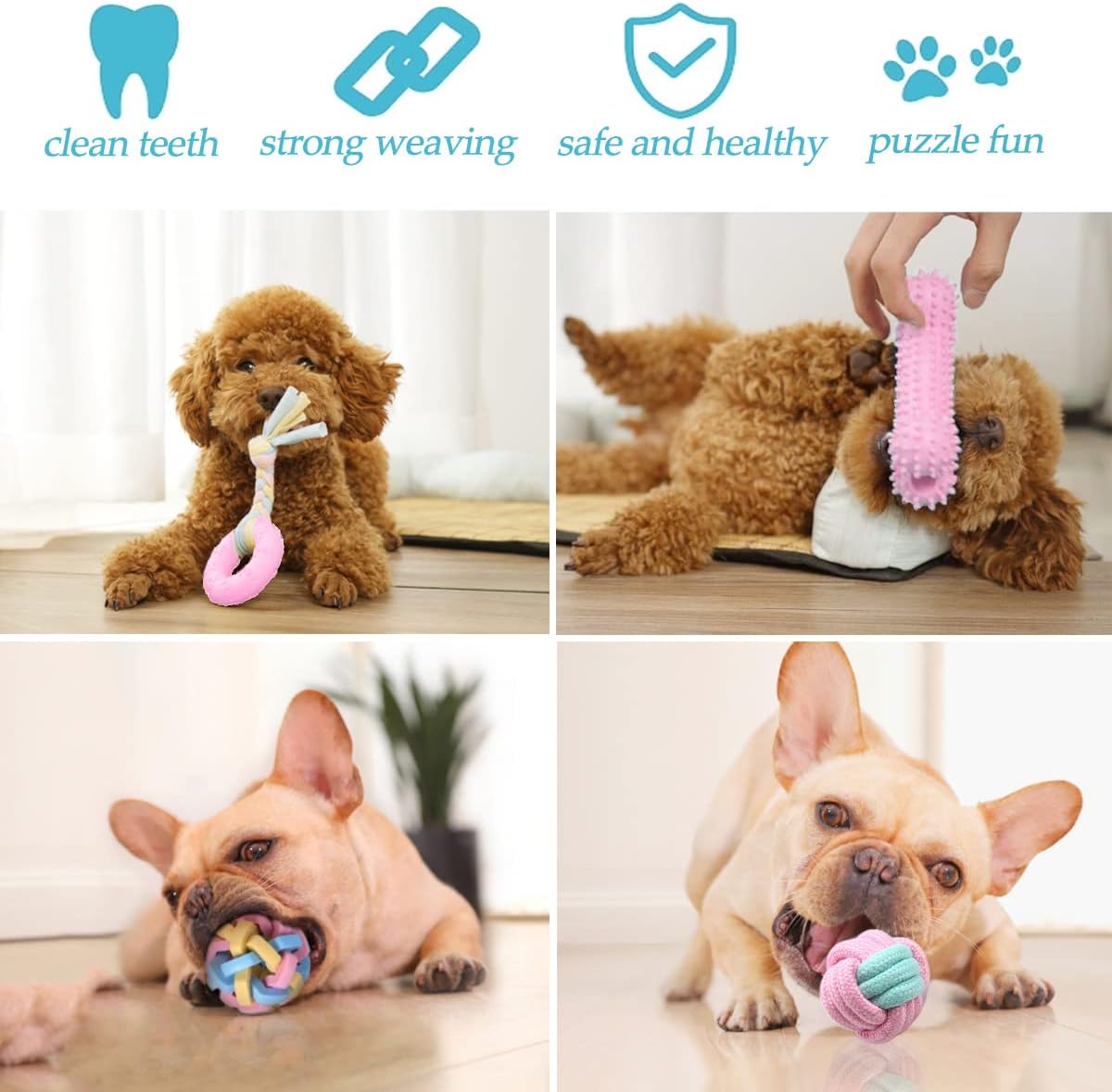 Puppy Teething Chew Toys for Small Dogs - Interactive Rope Toy, Balls, Ring, and Storage Basket (C) - Image 5